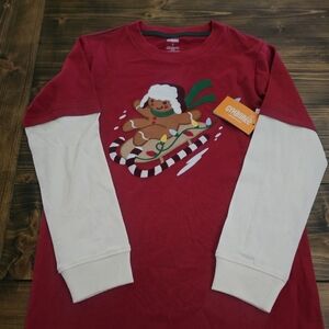 NWT Gymboree Boys Long Sleeve Holiday Gingerbread Shirt, Size 7